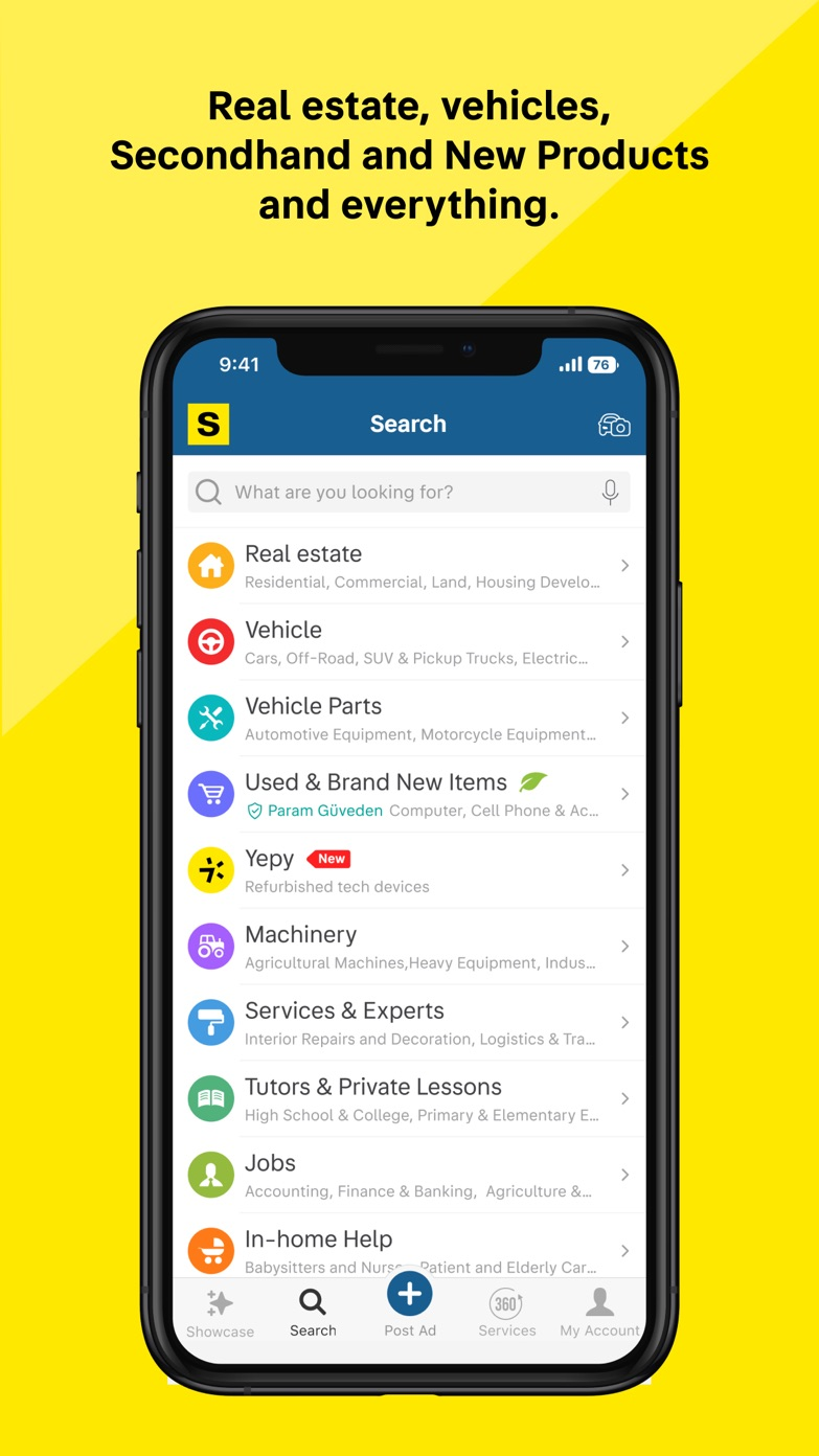 sahibinden.com mobile app search screen