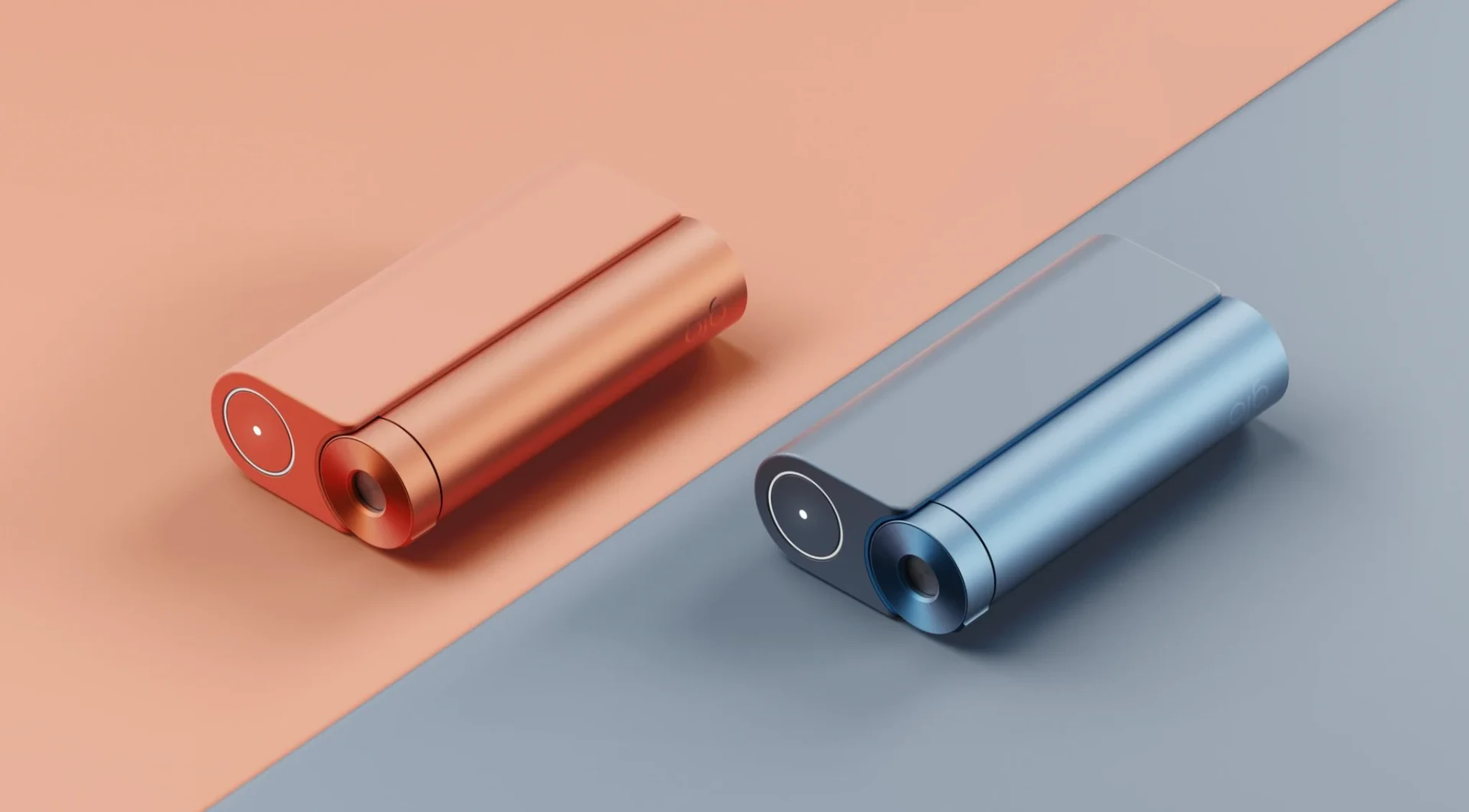 Two glo tobacco-heating devices in coral and blue